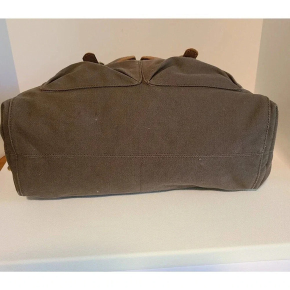 FOSSIL DUFFEL 1954 LONG LIVE VINTAGE LEATHER GREEN CANVAS MILITARY STYLE BAG LG - Picture 9 of 16